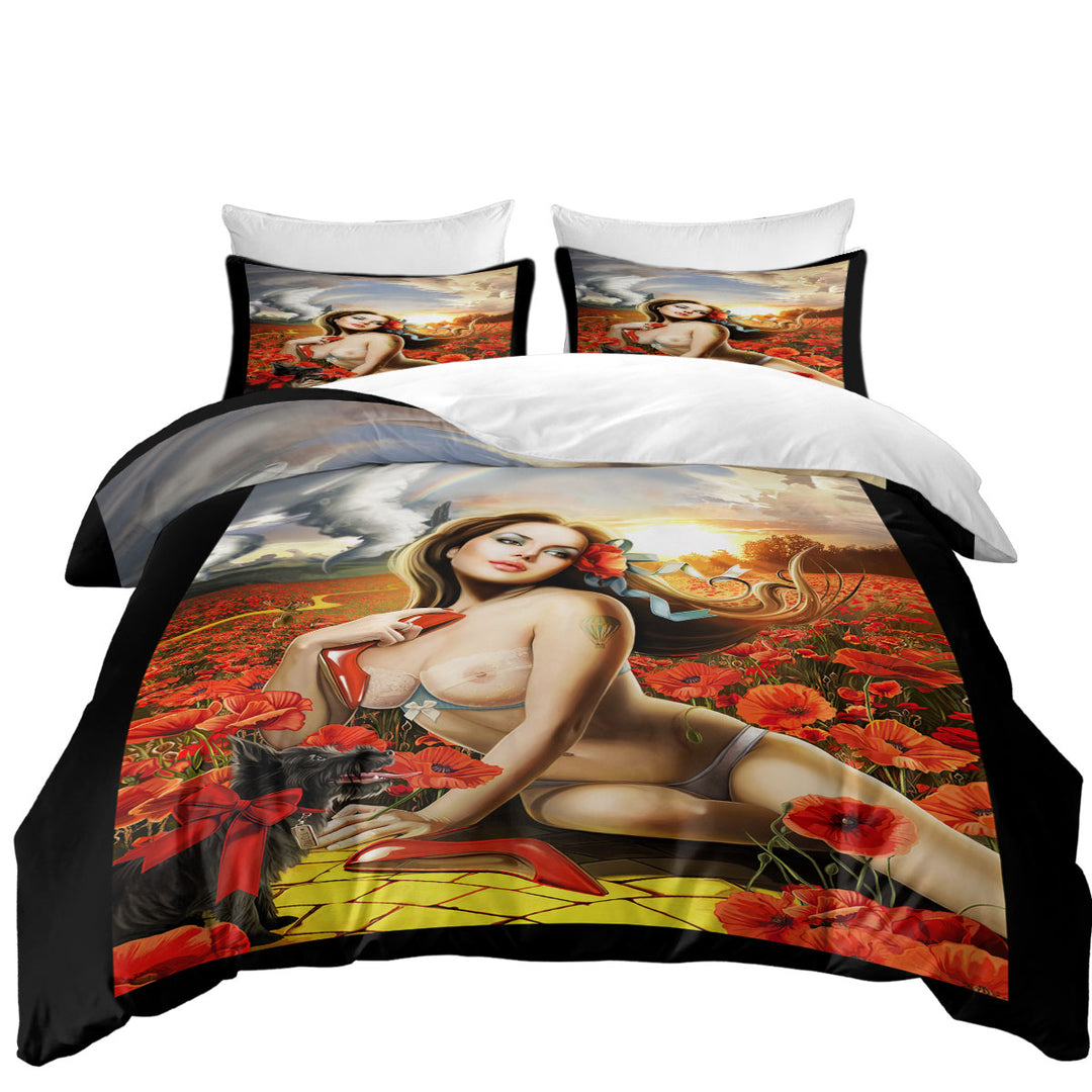 Sexy Art Stunning Woman Goddess of Poppies Twin Duvet Covers