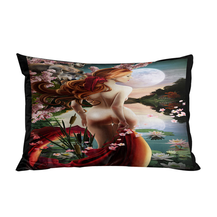 Sexy Art Water Lilies Lake and the Stunning Woman Pillowcase