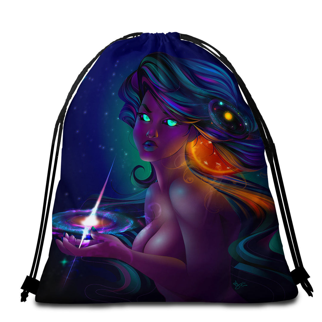 Sexy Beach Towels Bags Galactic Girl Space Nova