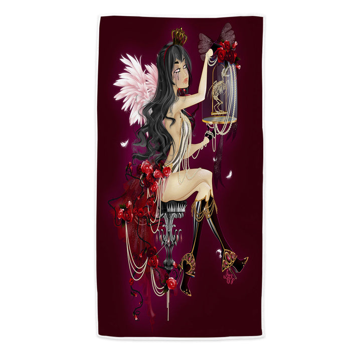 Sexy Beach Towels Goth Queen Roses and Pearls