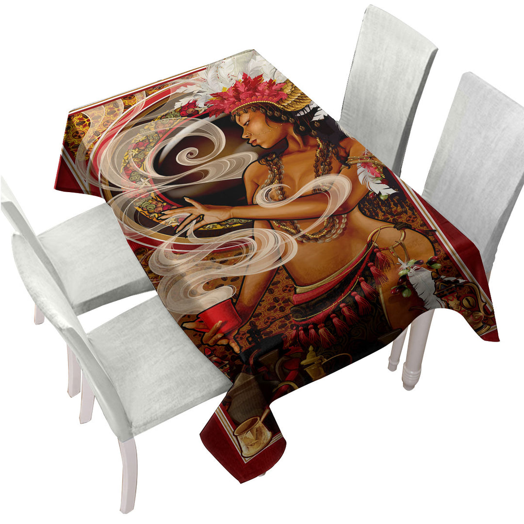 Sexy Black Girl Goddess of Coffee Custom table Covers