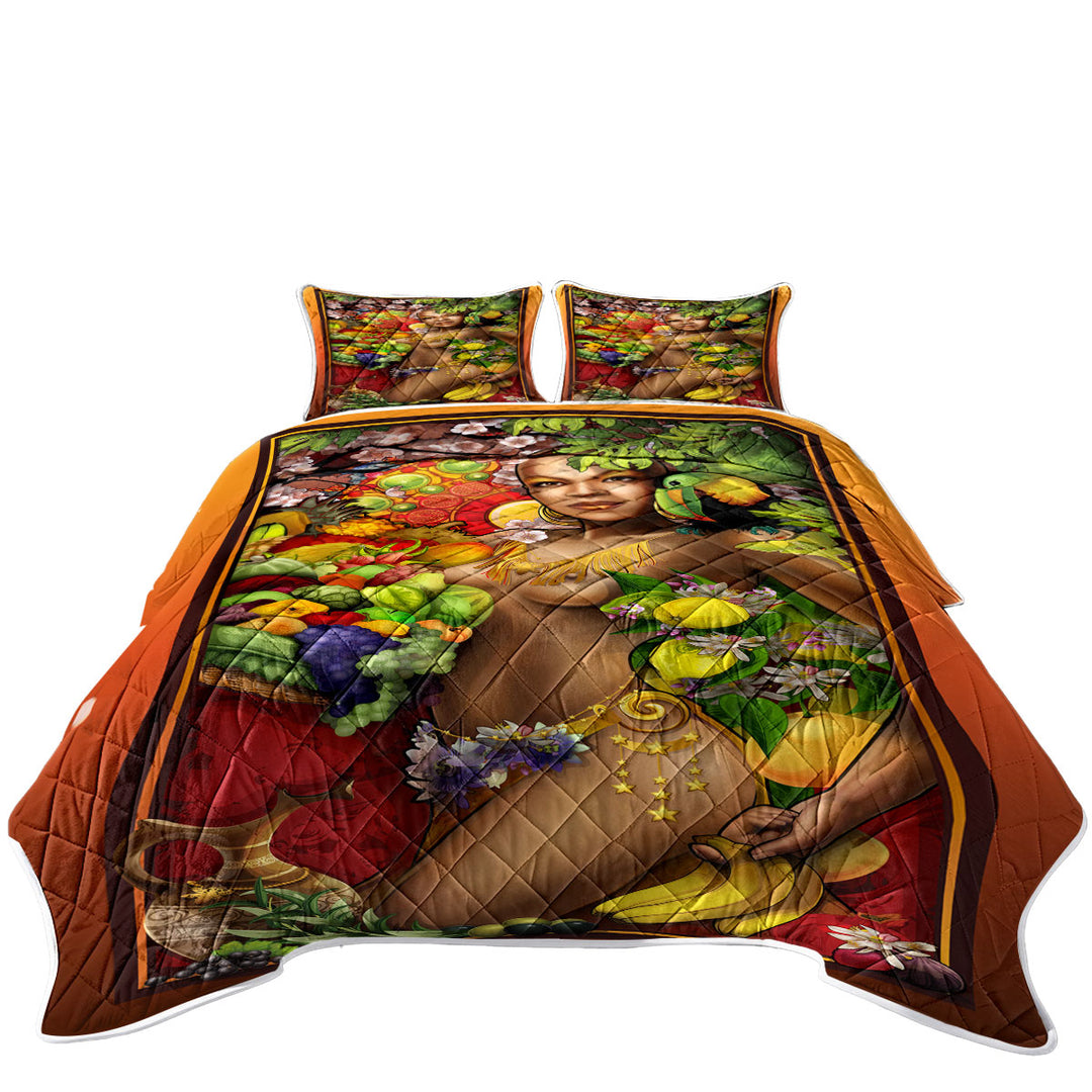 Sexy Black Woman Goddess of Fruit King Quilt