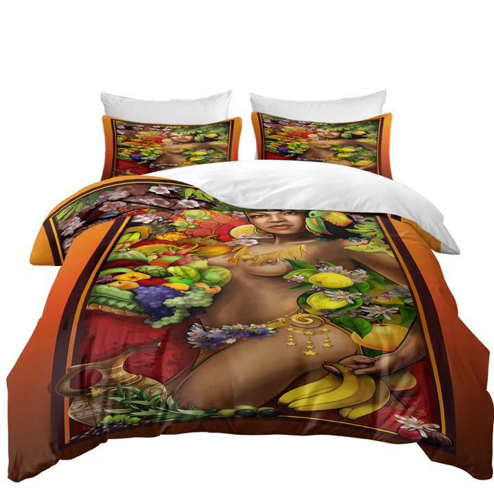 Sexy Black Woman Goddess of Fruit Twin Duvet Covers