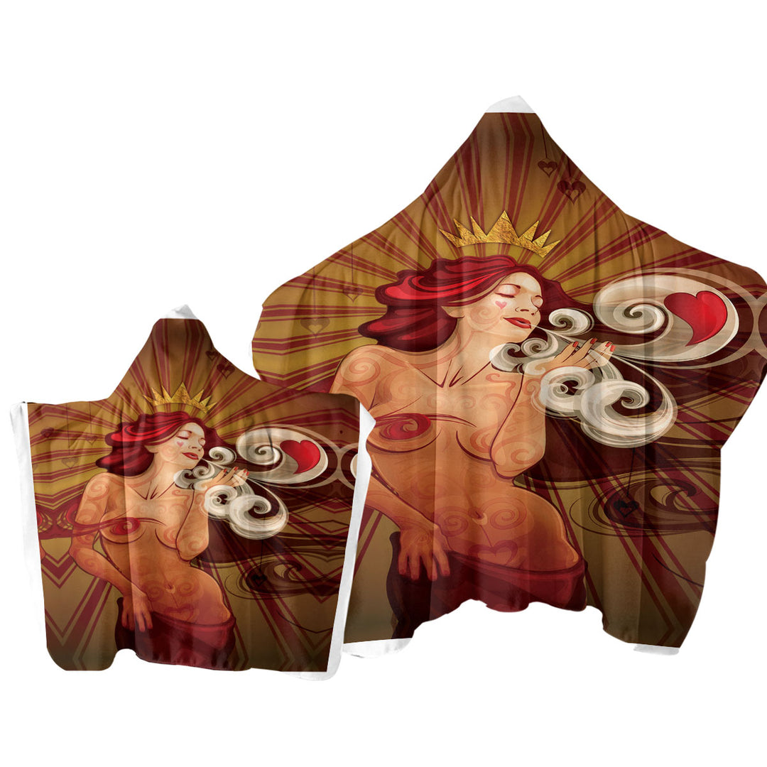 Sexy Cool Art Queen of Hearts Hooded Beach Towel