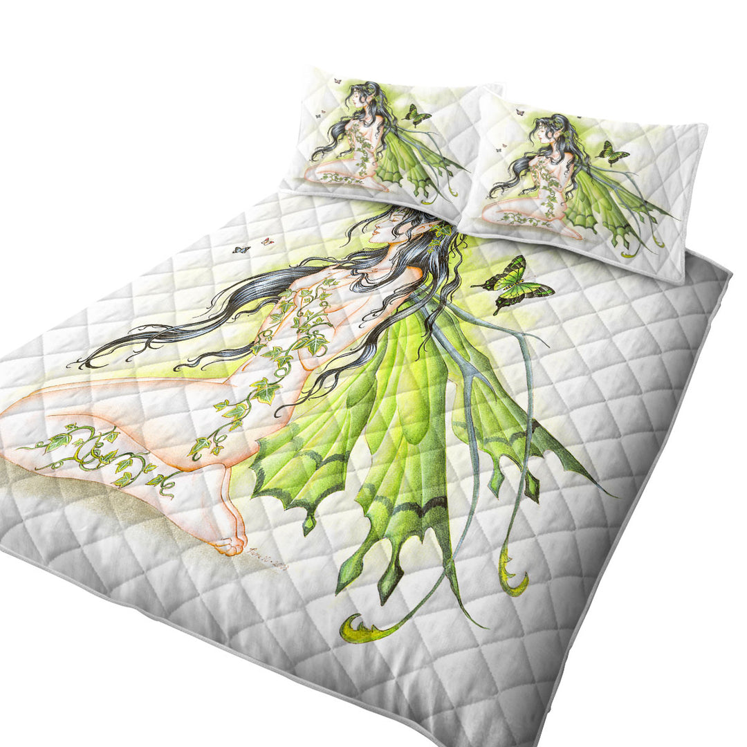 Sexy Fantasy Art the Green Ivy Fairy Twin Quilt