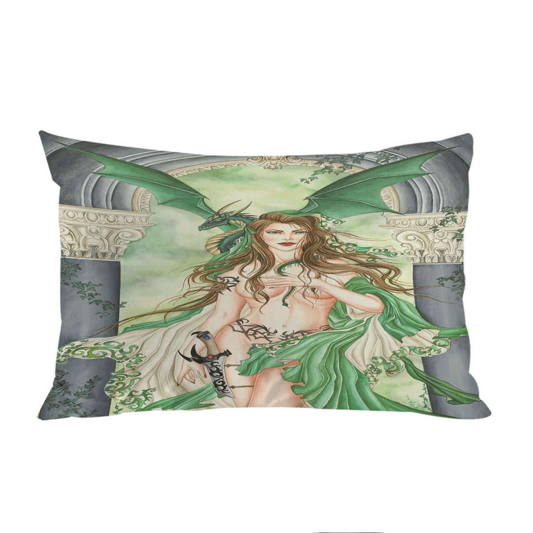 Sexy Fantasy Art the Green Oracle and Dragon Pillow Cases