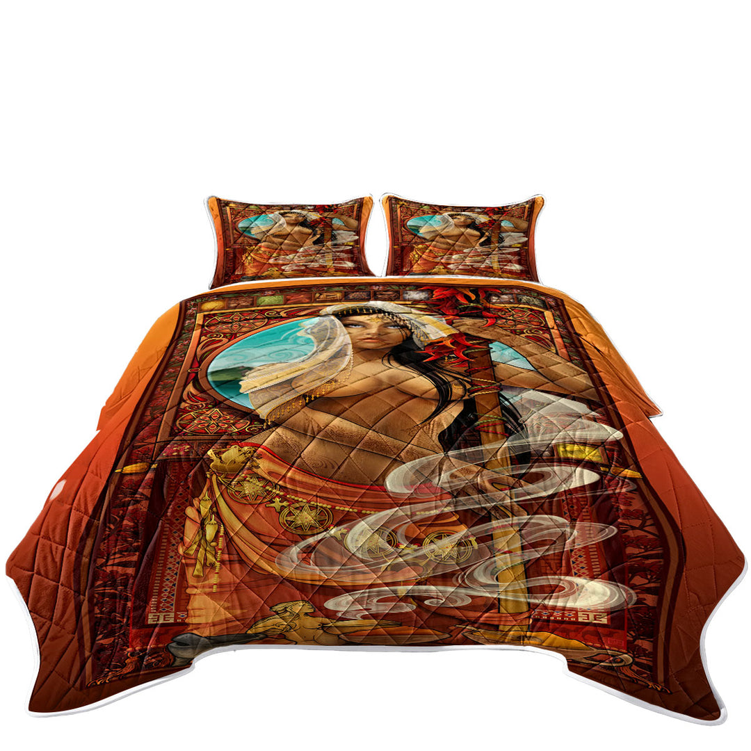 Sexy Oriental Girl Goddess of Spices California King Quilt Sets