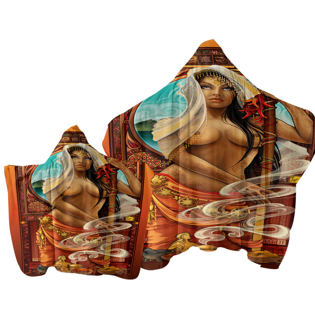 Sexy Oriental Girl Goddess of Spices Towel Hoodie