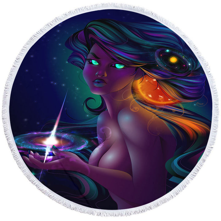 Sexy Round Towel Galactic Girl Space Nova