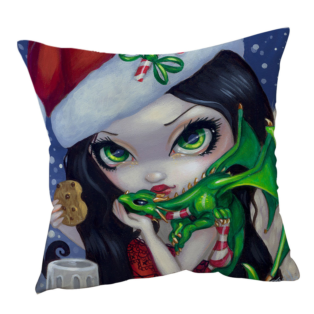 Sexy Santa Cushion Cover Faces of Faery _132 Sexy Santa Girl with Dragonling