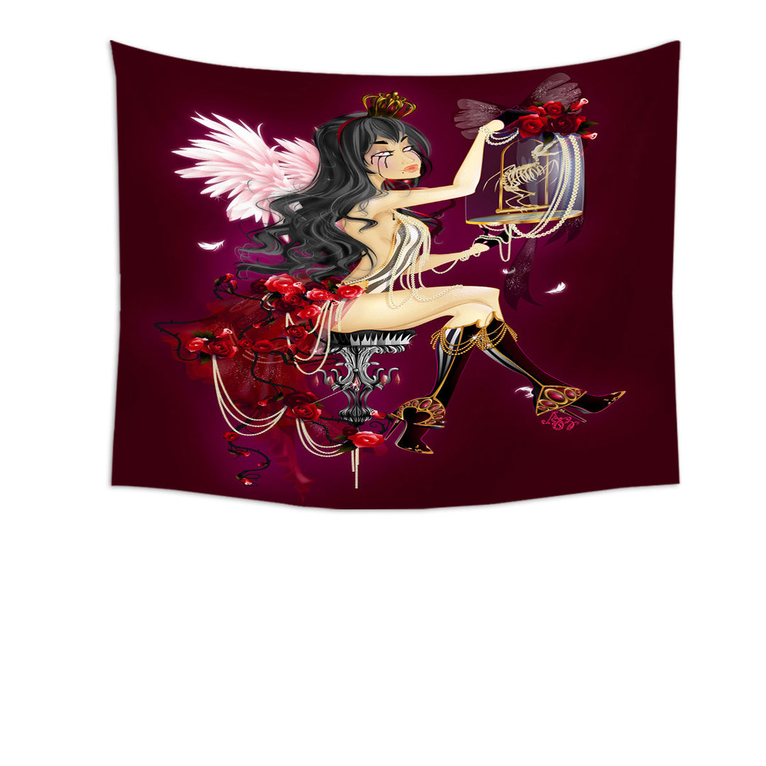 Sexy Tapestry Wall Decor Goth Queen Roses and Pearls