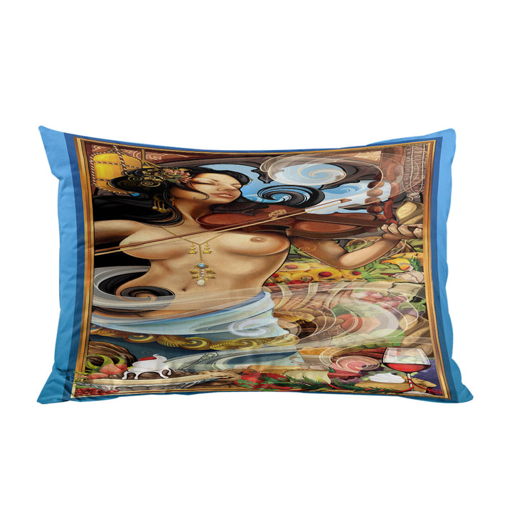 Sexy Violinist Woman Goddess of Fine Dining Pillow Cases