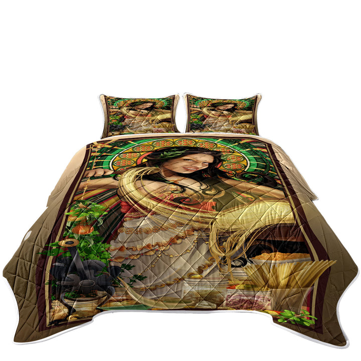 Sexy Woman Art Goddess of Pasta California King Quilt Sets