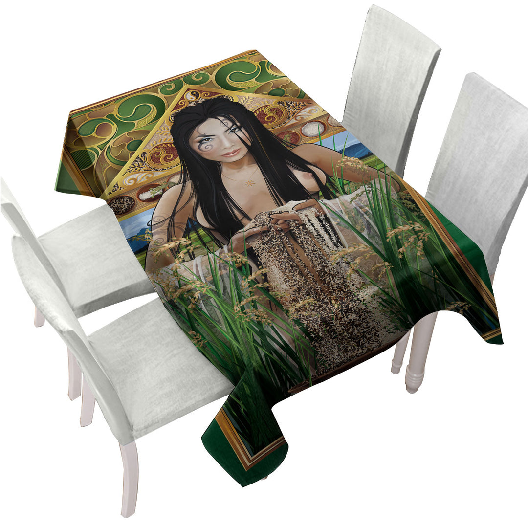 Sexy Woman Art Goddess of Rice Table Cover