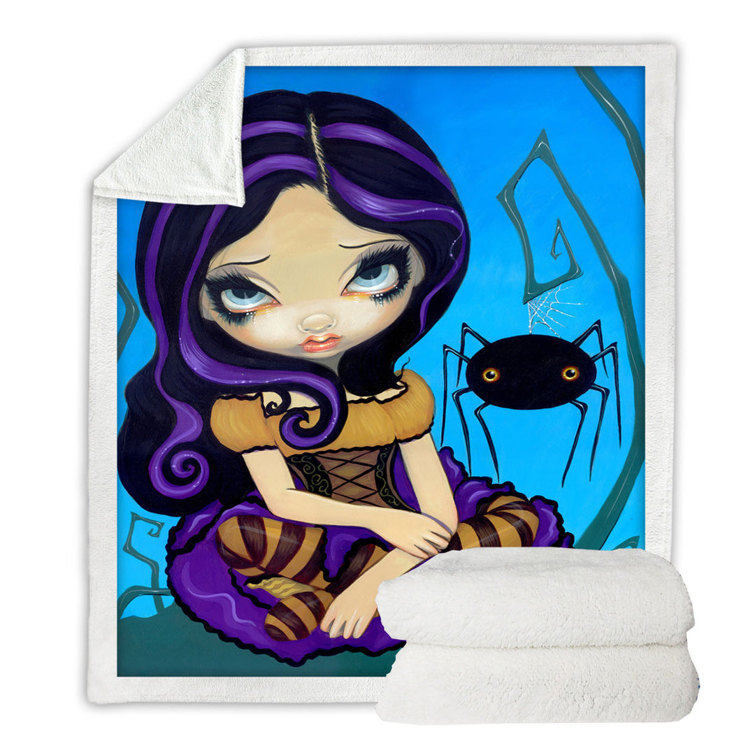 Sherpa Blanket of Fairytale Art Spider and Little Miss Muffet