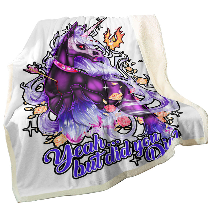 Sherpa Blankets with Fantasy Art Dying Rudicorn Cool Quote