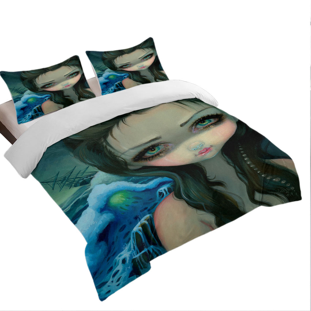 Shipwreck Siren Mythical Beautiful Girl and Ship Duvet Covers King