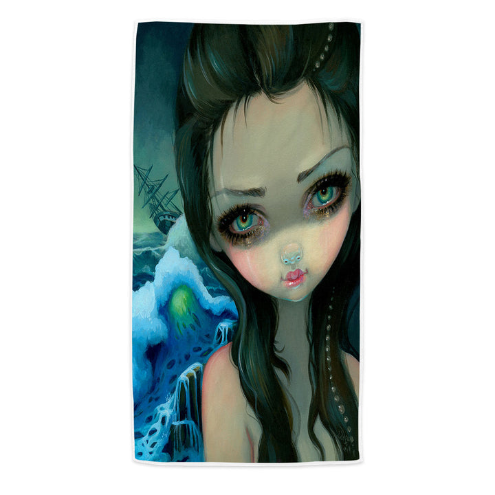 Shipwreck Siren Mythical Beautiful Girl and Ship Pool Towels