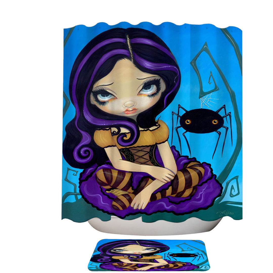 Shower Curtain of Fairytale Art Spider and Little Miss Muffet