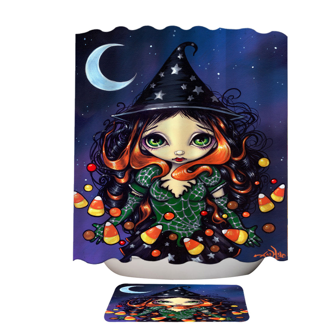 Shower Curtains for Halloween Night the Little Candy Witch