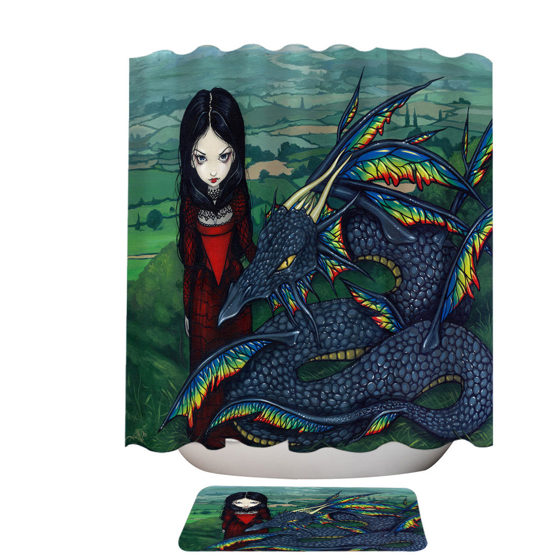 Shower Curtains with Dragon D_arc en ciel Gothic Maiden Rainbow Dragon