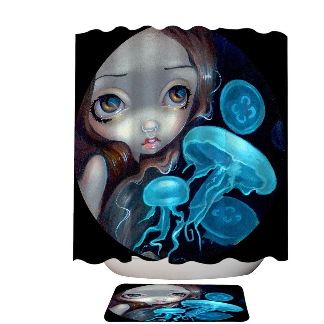 Shower Curtains with Jellyfish Portal Underwater Fantasy Mermaid