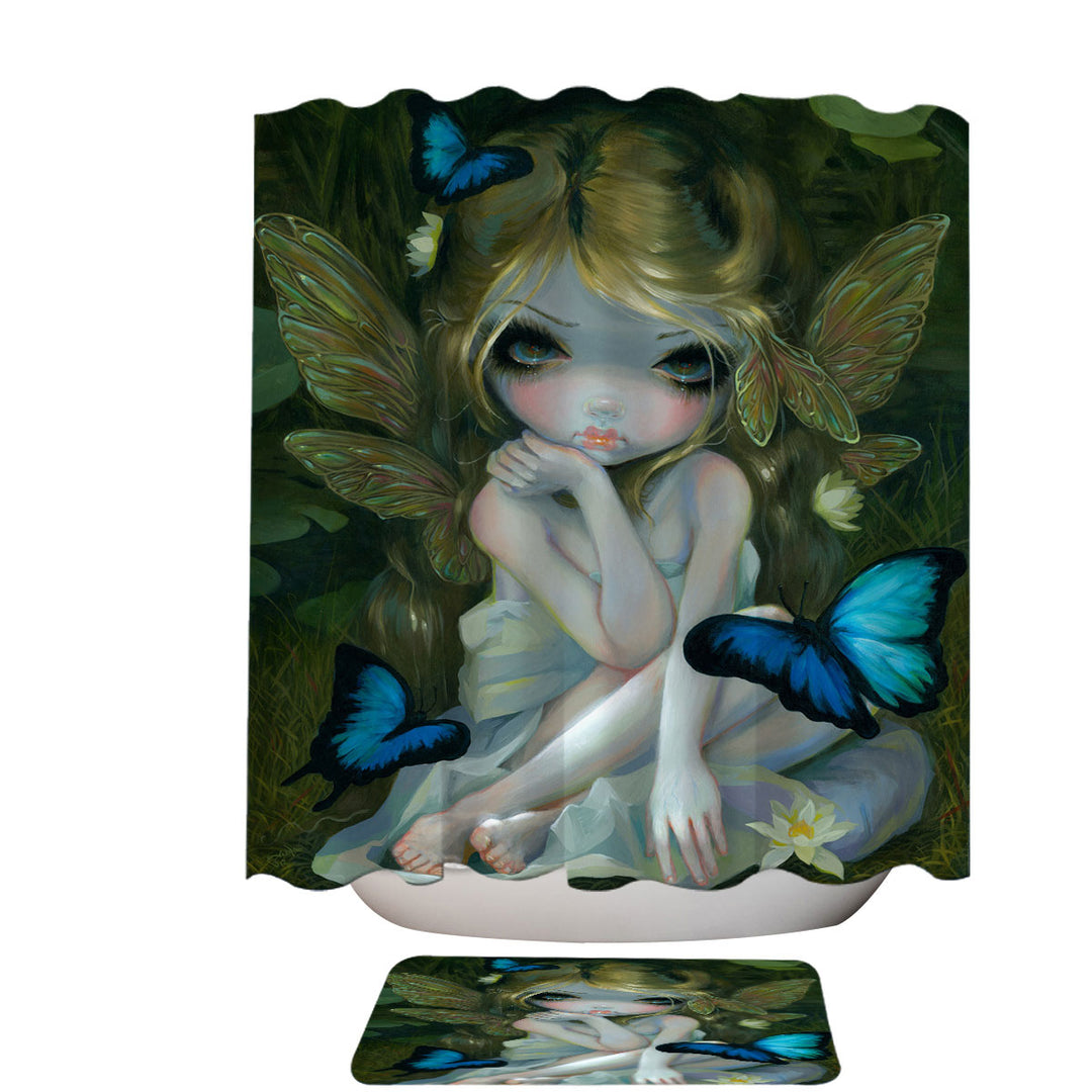 Shower Curtains with Morpho Butterflies and Lily the Forest Fairy