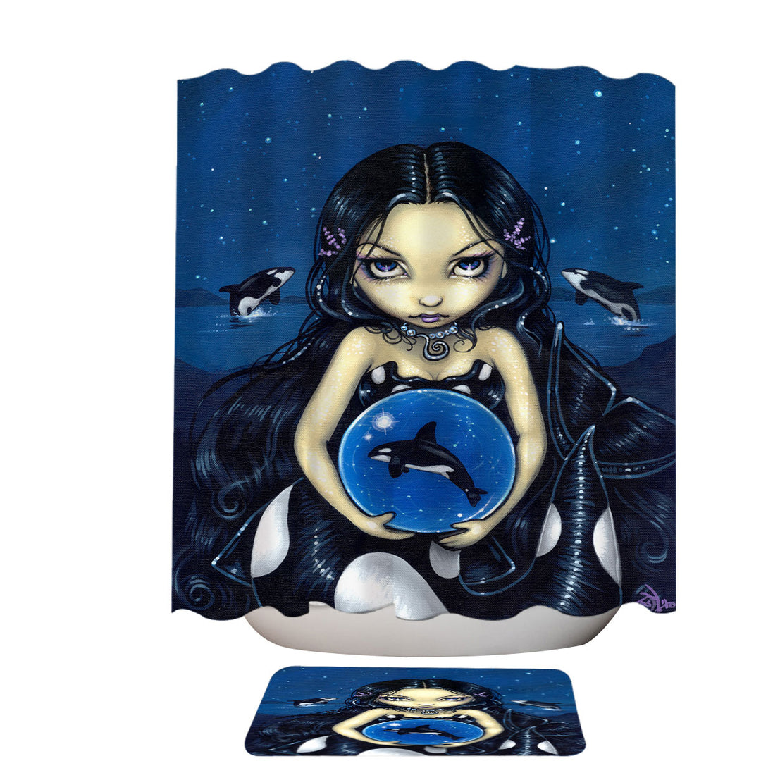 Shower Curtains with Orca Magic Killer Whale Tail Mermaid