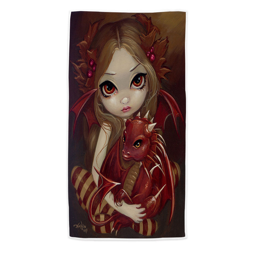 Sienna Dragonling Cute Fairy and Baby Dragon Beach Towel