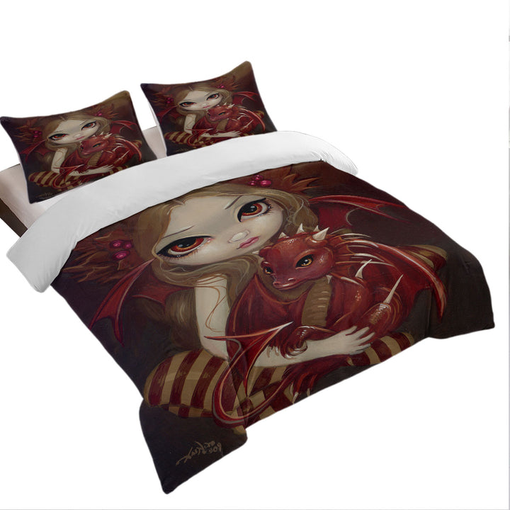 Sienna Dragonling Cute Fairy and Baby Dragon Coverlet