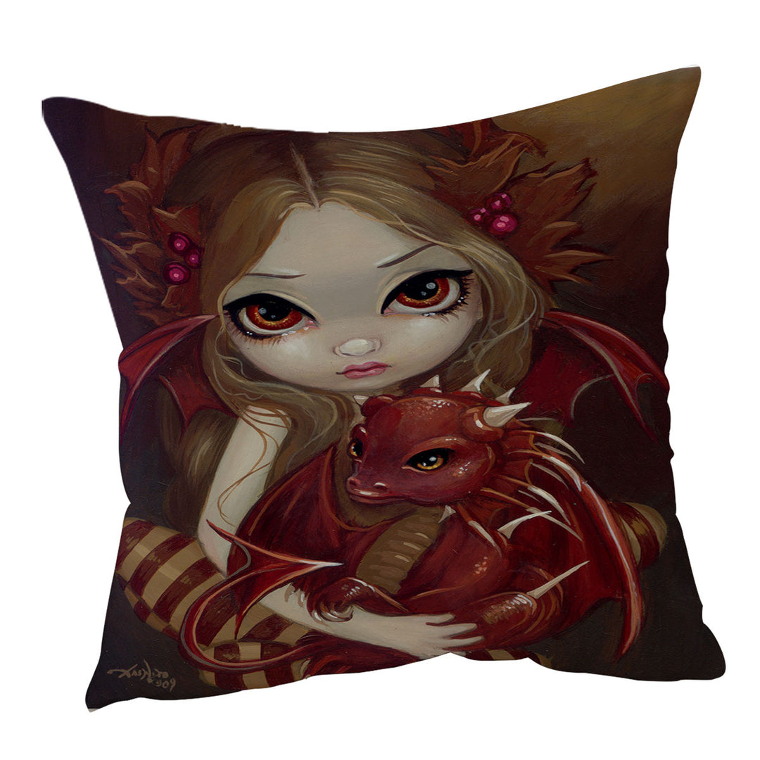 Sienna Dragonling Cute Fairy and Baby Dragon Cushion Cover