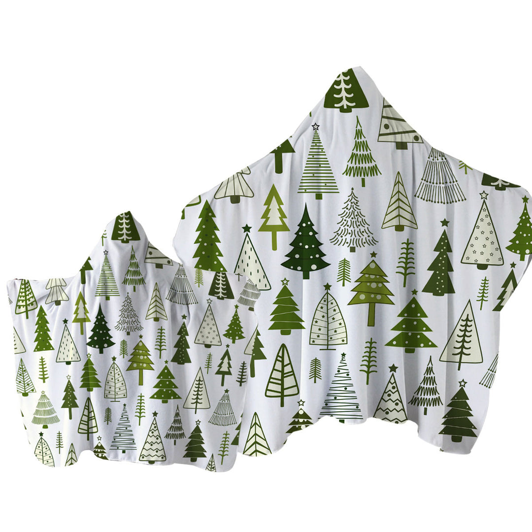 Simple Drawing Christmas Trees Hooded Beach Towel