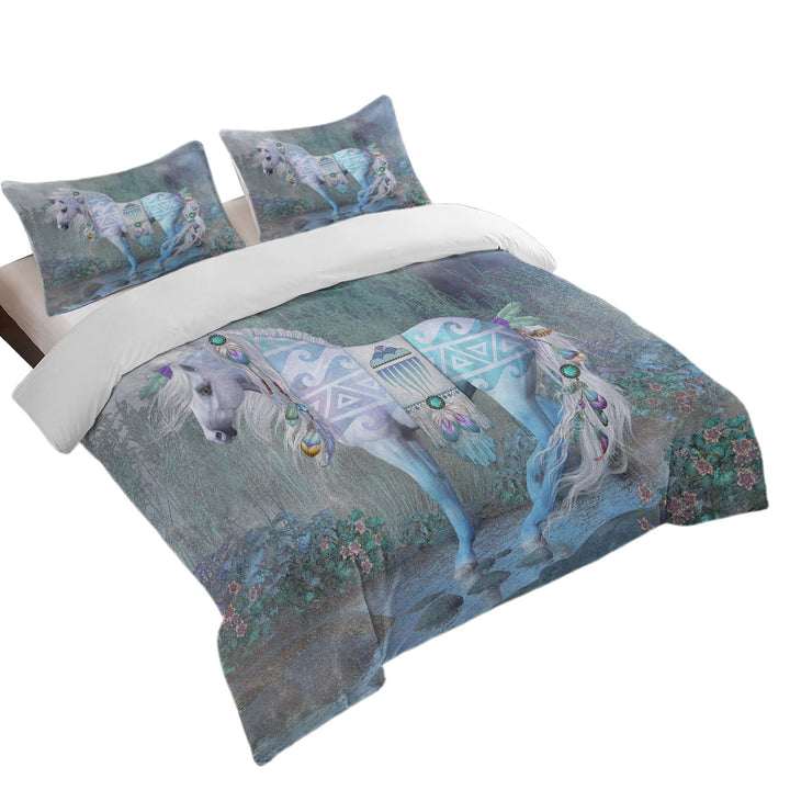 Singing Water Beautiful Native American Horse Coverlets