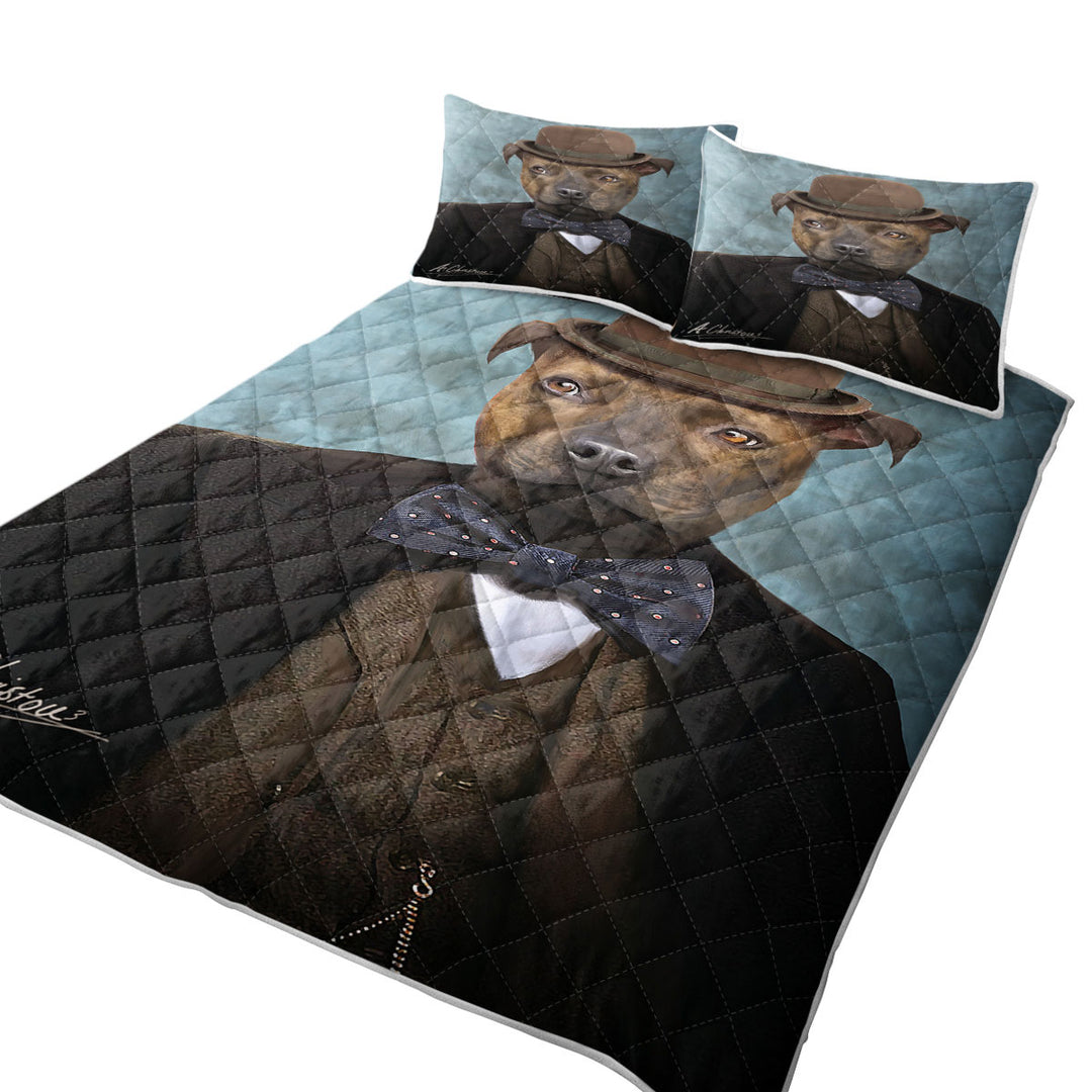 Sir Edmund the Bulldog Cool and Funny Dog Quilts for sale