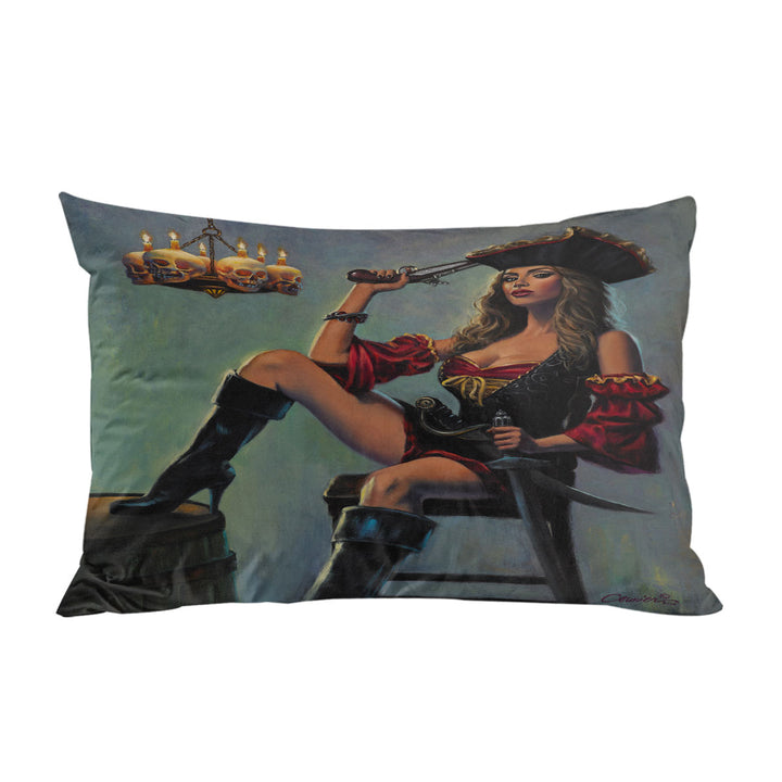 Skull Candles Chandelier Sexy Lady Pirate Pillowcase