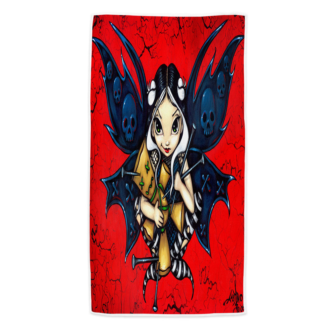 Skull Wings Mischievous Fairy Voodoo Beach Towel