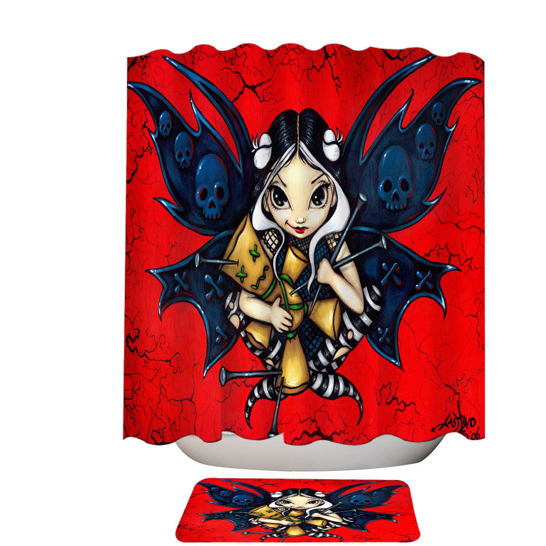 Skull Wings Mischievous Fairy Voodoo Shower Curtain