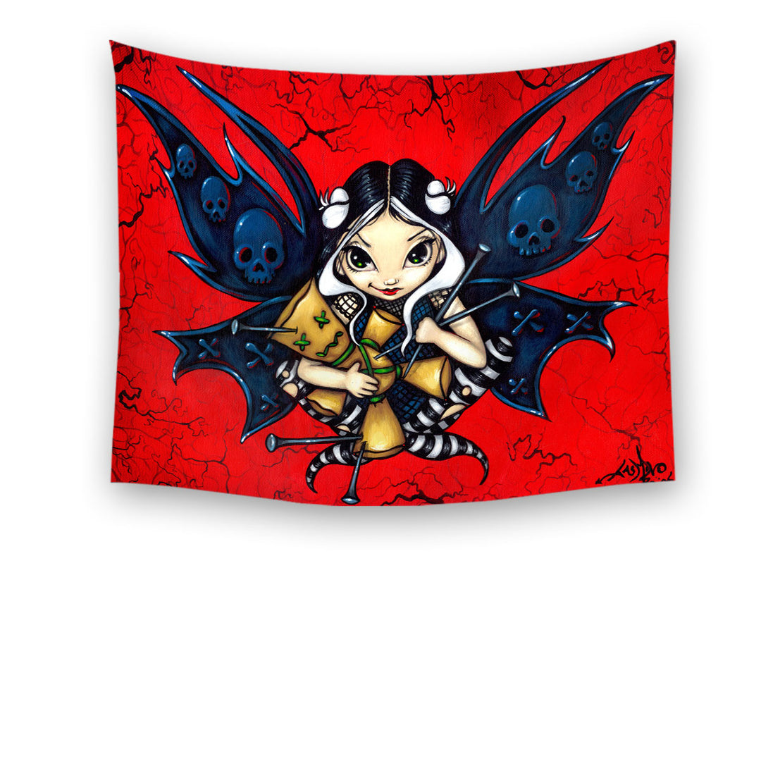 Skull Wings Mischievous Fairy Voodoo Tapestry