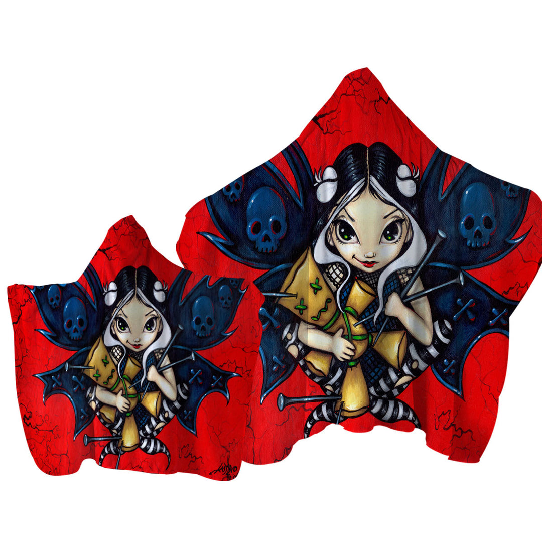 Skull Wings Mischievous Fairy Voodoo Towel Hoodie