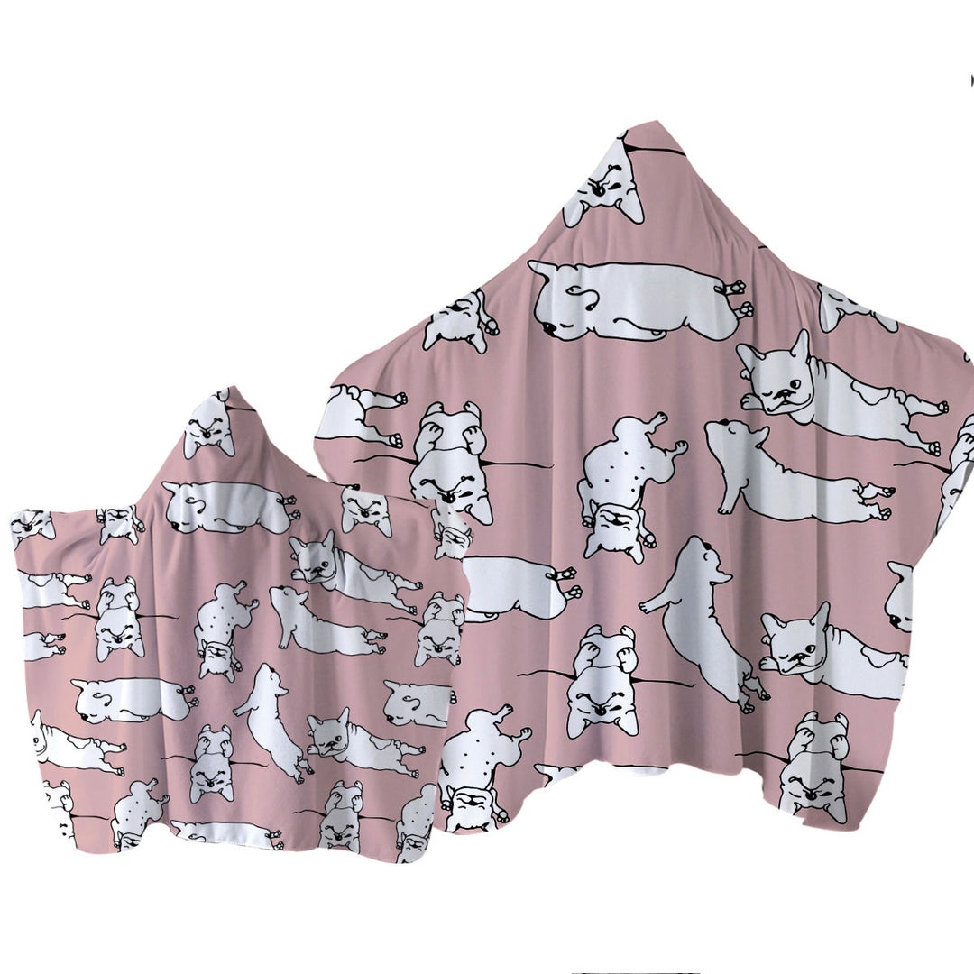 Sleeping Bulldog Puppies Hooded Beach Towel