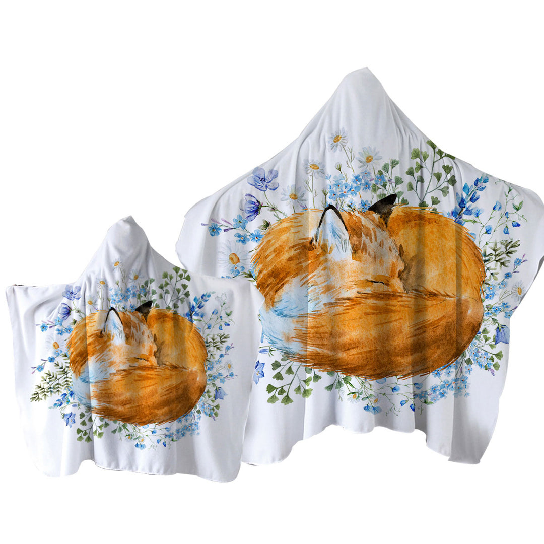 Sleeping Fox Hooded Beach Towel