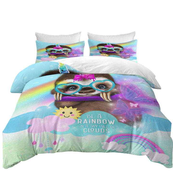 SlothiCorn Cute Kids Art Be a Rainbow Sloth Coverlet