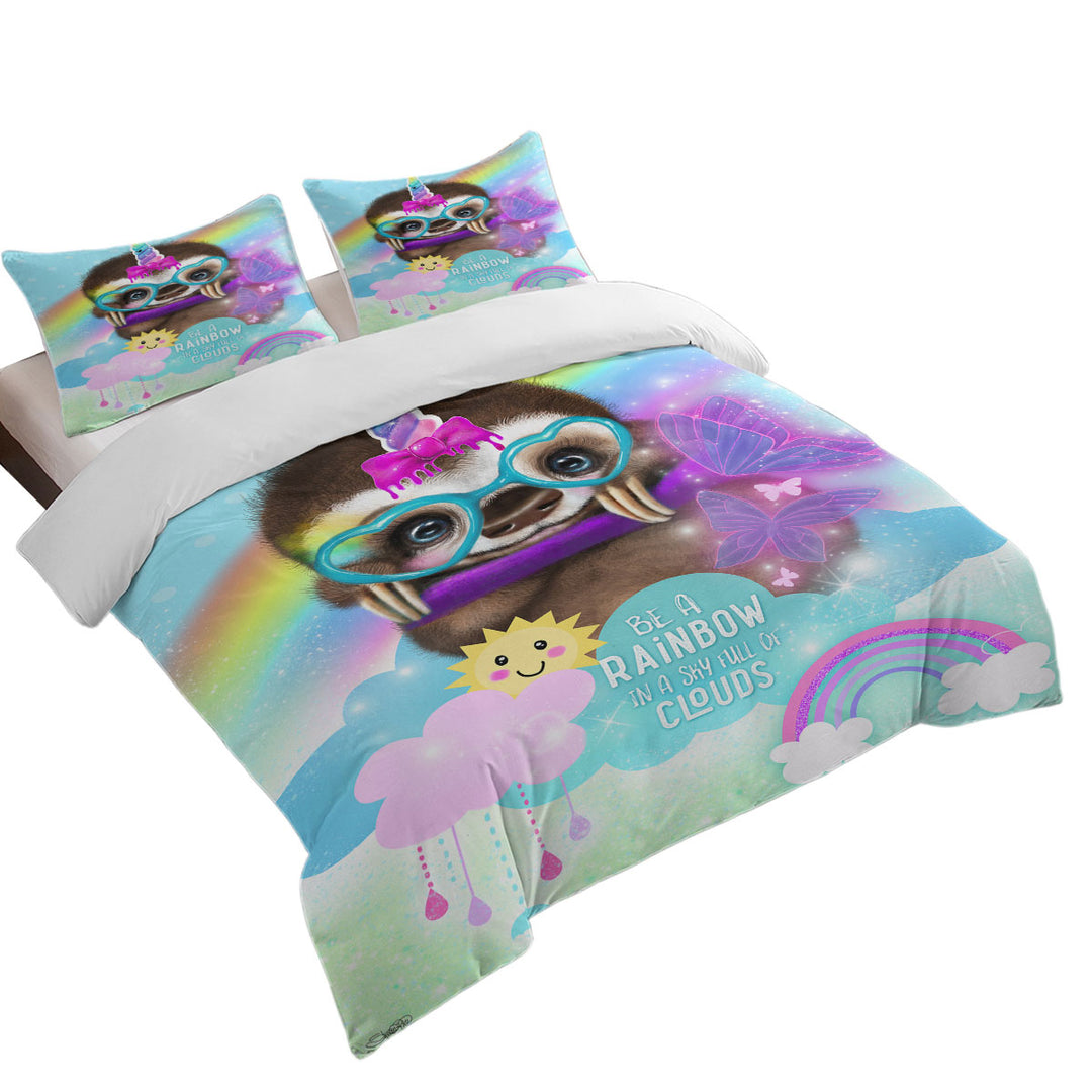 SlothiCorn Cute Kids Art Be a Rainbow Sloth Duvet Covers