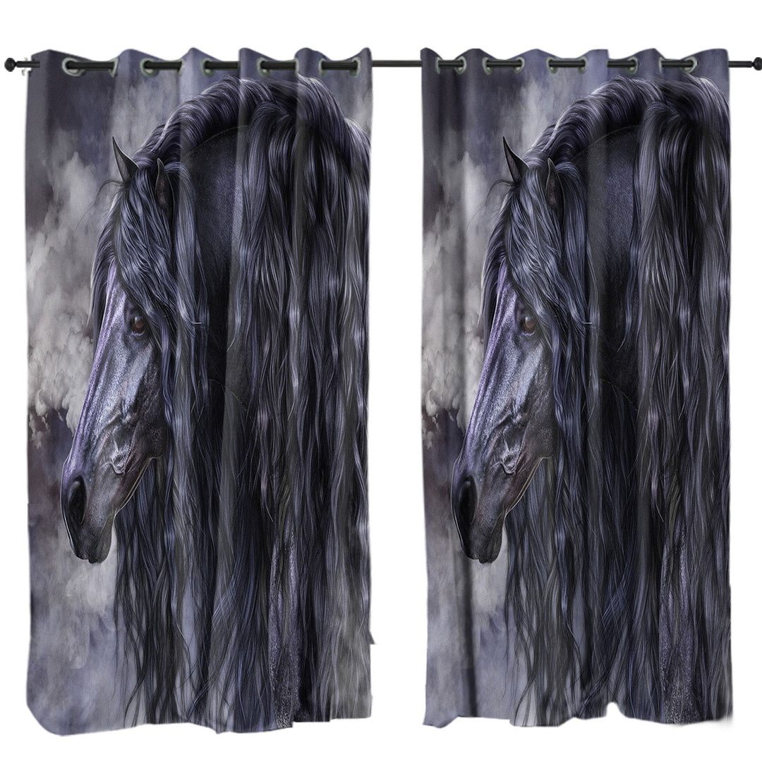 Smoke and Ebony Black Horse Curtains