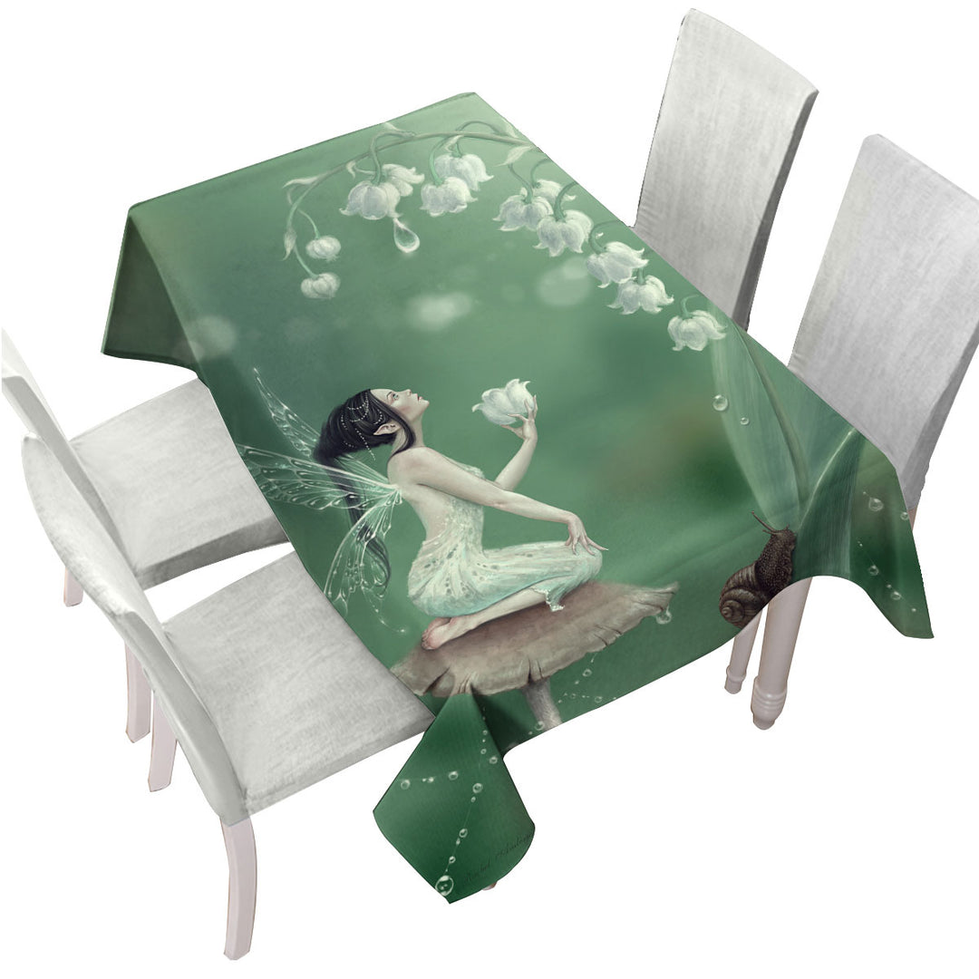 Snail and Cute Little Fairy the Lily of the Valley Custom table cloth