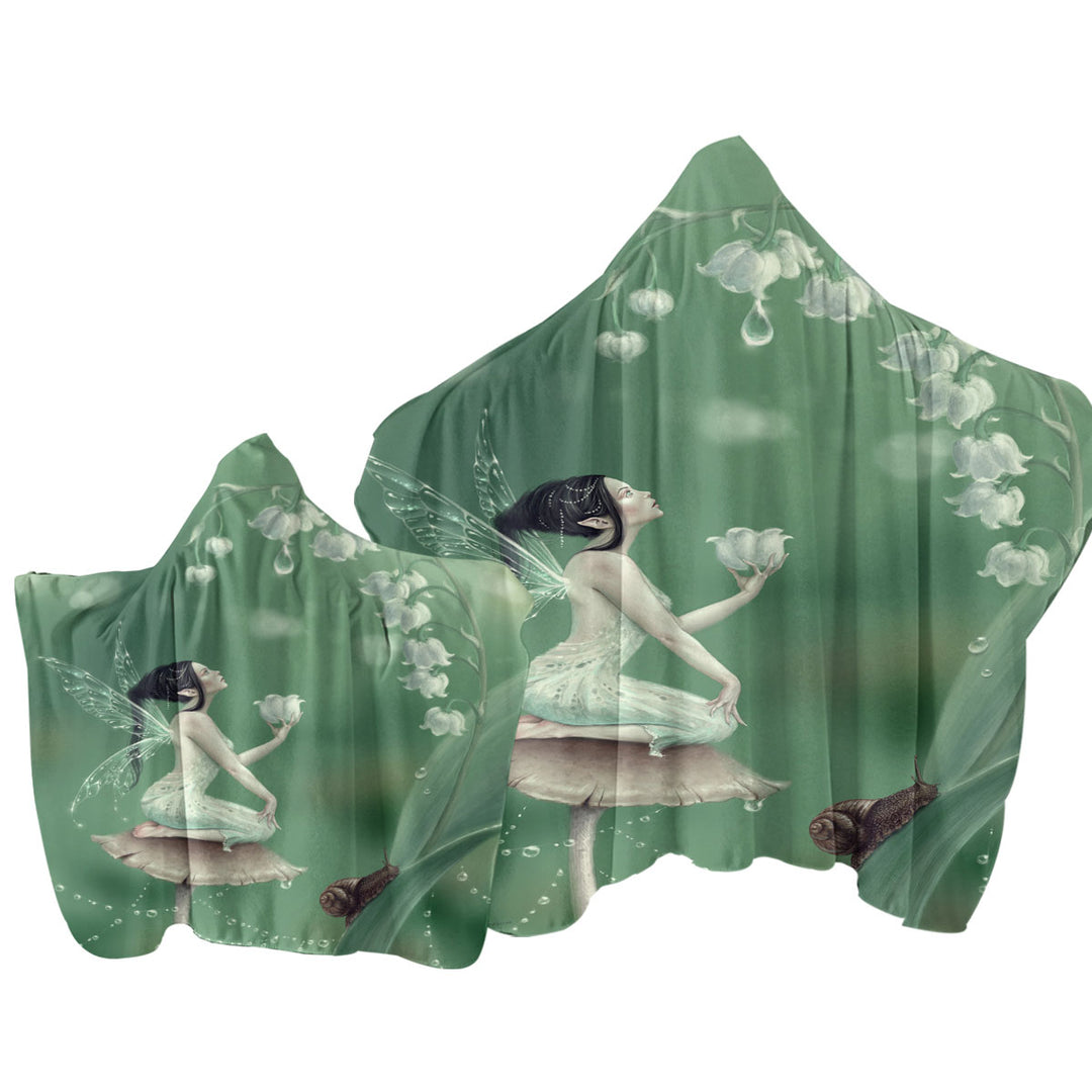 Snail and Cute Little Fairy the Lily of the Valley Hooded Beach Towel