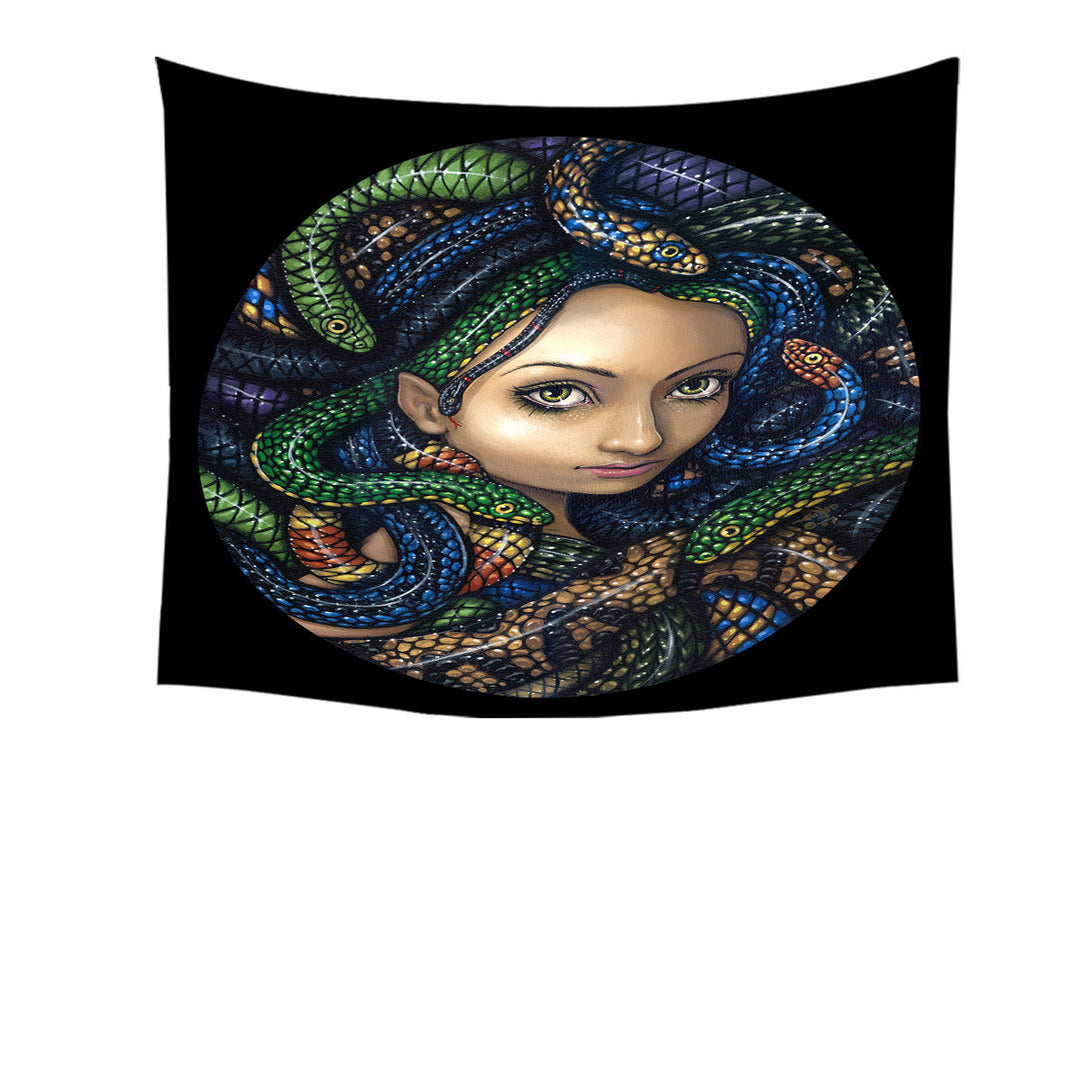 Snakes for Hair a Portrait of Medusa Tapestry Wall Decor