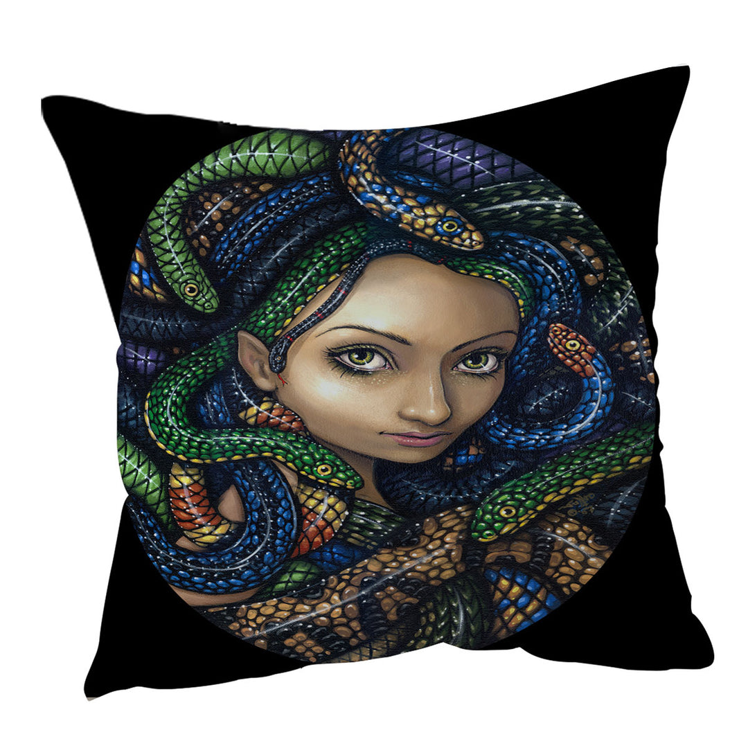 Snakes for Hair a Portrait of Medusa Throw Cushions and Pillows