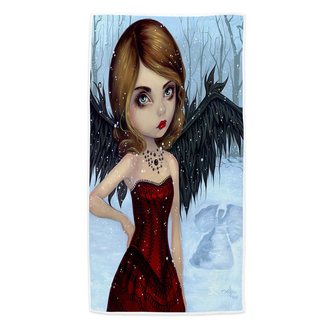 Snow Angels Winter Forest Winged Beautiful Maiden Beach Towel