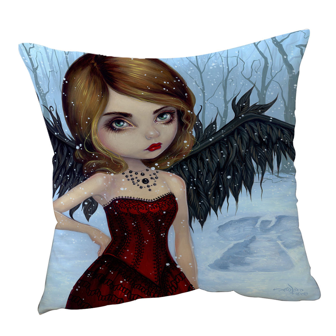 Snow Angels Winter Forest Winged Beautiful Maiden Cushion Cover